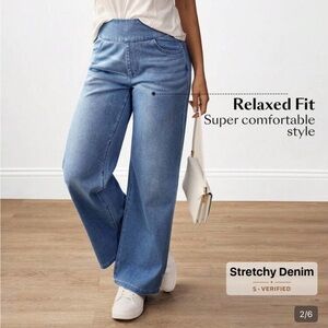 SHEIN Blue Flare Wide Leg Jeans